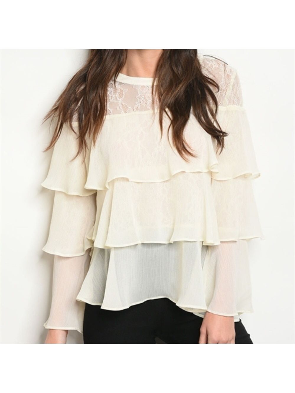 Cream Ruffled Top - Picture 1 of 2